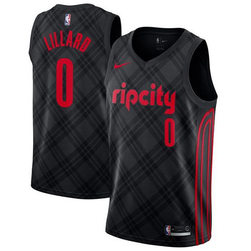 Men Portland Trail Blazers #0 Lillard Black City Edition Nike NBA Jerseys